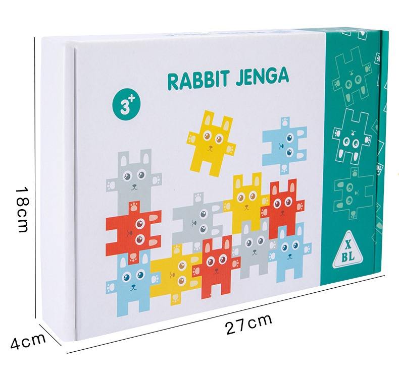 Wooden Rabbit Jenga - Biblu box