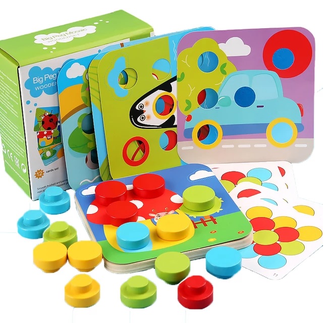 Wooden Button It Toy - Biblu box
